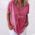 thumbnail image 2 of Tops for Women Casual Summer Short Sleeve Henley V Neck Loose T Shirts Dressy Fashion Print Comfy Basic Tee Blouses, 2 of 4