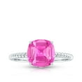 thumbnail image 4 of Rosec Jewels Created Pink Sapphire Solitaire Ring with Diamond for Women - 8 mm - AAAA Grade, 18K White Gold, US 9.50, 4 of 9