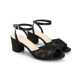 thumbnail image 3 of BLISSFUL STEP Lace Satin Slingback Strap Block Heel Sandals for Women Black 8.5, 3 of 7