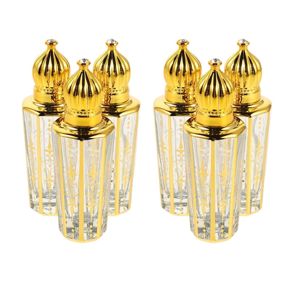 BESTYASH 6-Pack Golden Glass Roll-On Bottles for Essential Oils, Travel, Aromatherapy, Refillable Perfume Containers