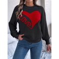 thumbnail image 5 of Valentine'S Day Sweater for Women Heart Woven Knitted Pullover Long Sleeve Woven Knitted Casual Sweater Black XL, 5 of 9