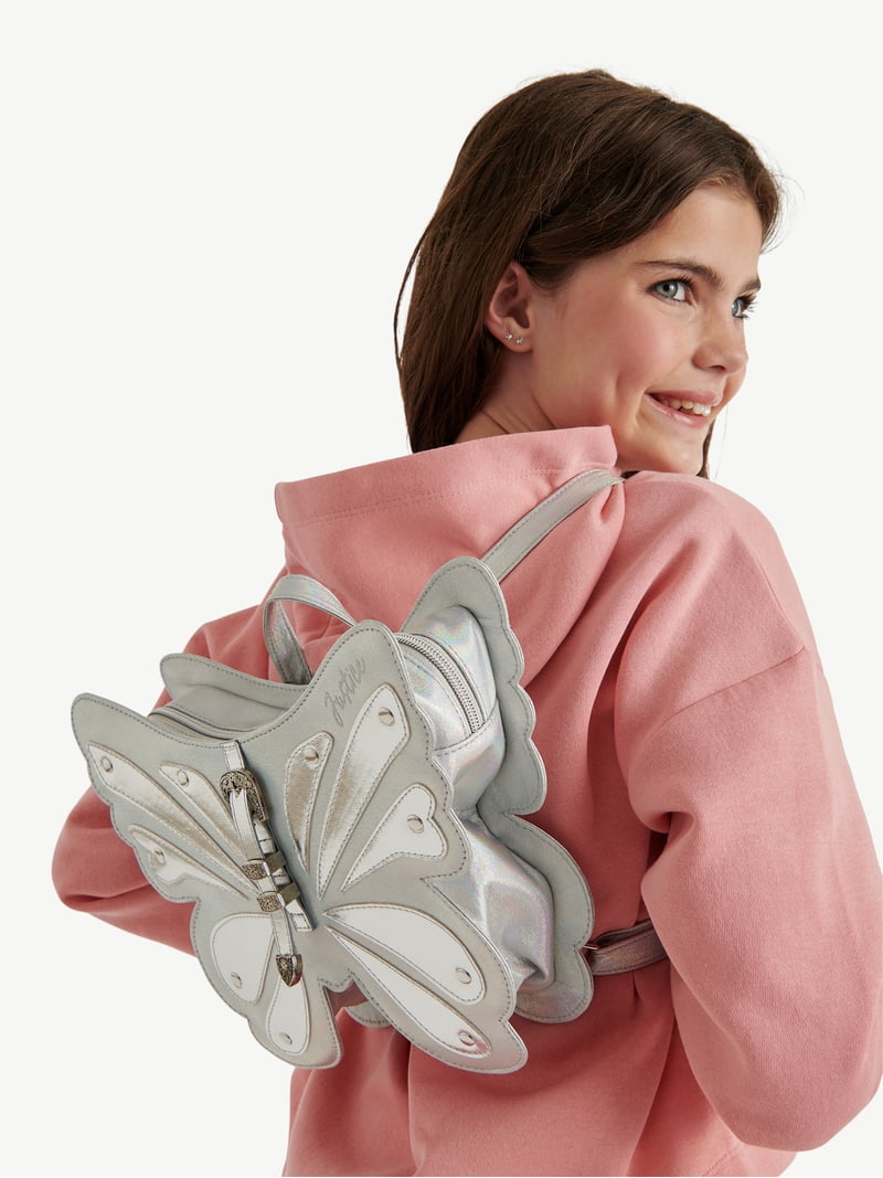 Justice Girls Butterfly Shaped Mini Backpack, Silver - Walmart.com
