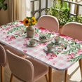 thumbnail image 3 of Valentine's Day Table Cloths for 6 Foot Rectangle Tables, Pink Red Roses Love Heart Eucalyptus Plaid Patio Waterproof Elastic Fitted Tablecloths, Washable Rectangular Table Cover for Camping, 3 of 8