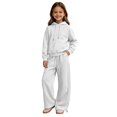 thumbnail image 5 of GiLiling Girls Pullover Hoodie with Kangaroo Pocket and Wide Leg Pants Set, Kids 2 Piece Fall Winter Sweatsuit Outfits (White, 11-12 Years), 5 of 8