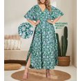 thumbnail image 2 of HAPPY BAY Women's Summer Batik Sleepwear Caftan Maxi Loungewear Dashiki House Dress with Pockets Nightgowns for Women 1X-2X Fern, Floral, 2 of 5