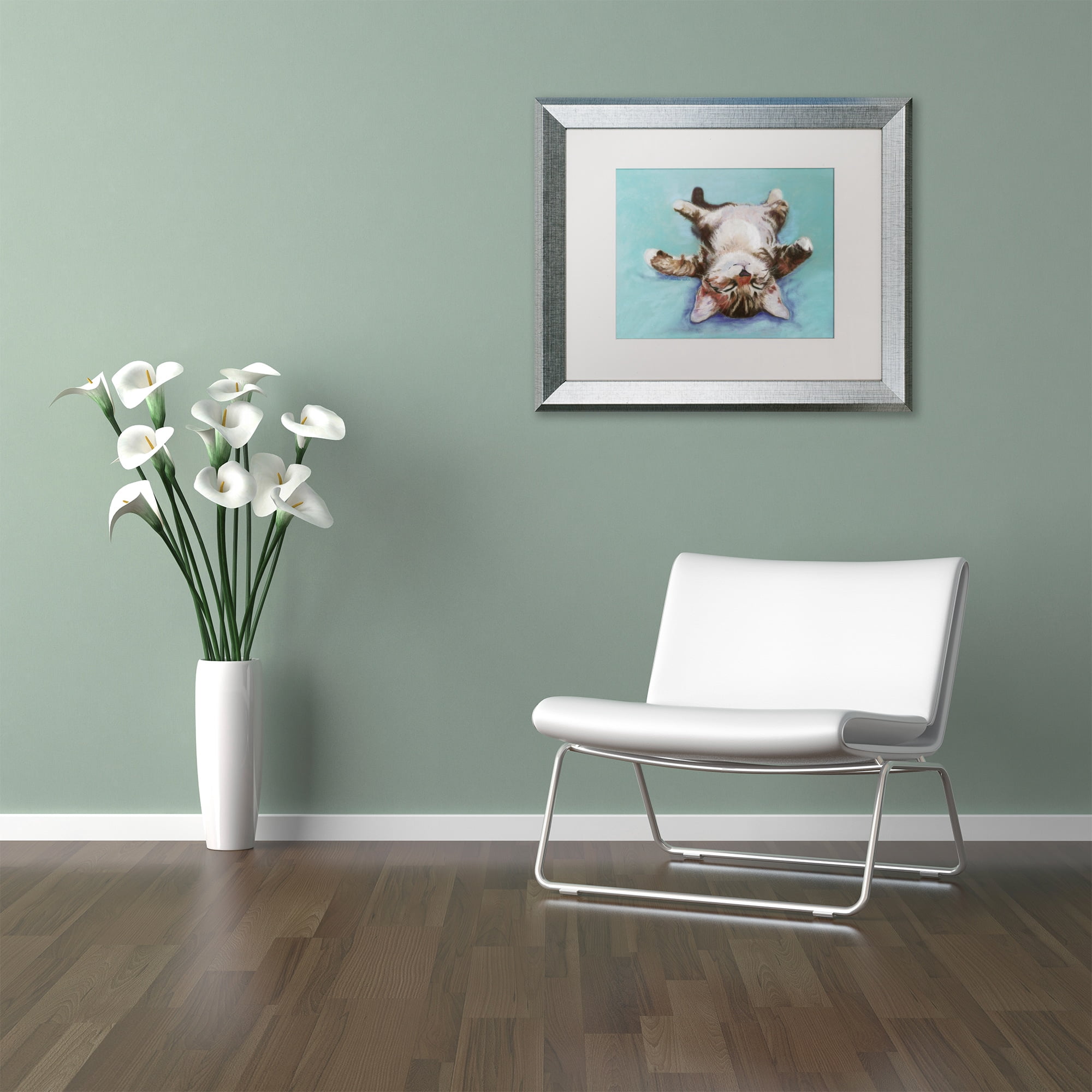 Trademark Fine Art "Little Napper" Canvas Art by Pat Saunders-White White Matte, Silver Frame