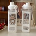 thumbnail image 3 of Botella DE agua Kawaii TUNC con pajita y pegatina sin FUGAS Cute Big Bear Plástico cuadrada 900ml, 3 of 5