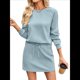 thumbnail image 2 of Conjuntos de Dos Piezas para Mujer, para Estar en Casa, para Otoño, con Top y Falda de Larga. Azul XL, 2 of 10