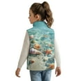 thumbnail image 2 of Xoenoiee Beach Starfish Seashell Conch Print Girls Lightweight Fleece Vest, Full Zip Sleeveless Jacket Outerwear Spring Fall Winter Outfits with Pockets for Running Hiking, 11-12 Years, 2 of 7