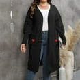 thumbnail image 2 of Lovskoo Long Cardigans for Women Trendy Large Loose Medium Long Sweater Double Pocket Lantern Sleeve Sweater Cardigan Coat Black, 2 of 5