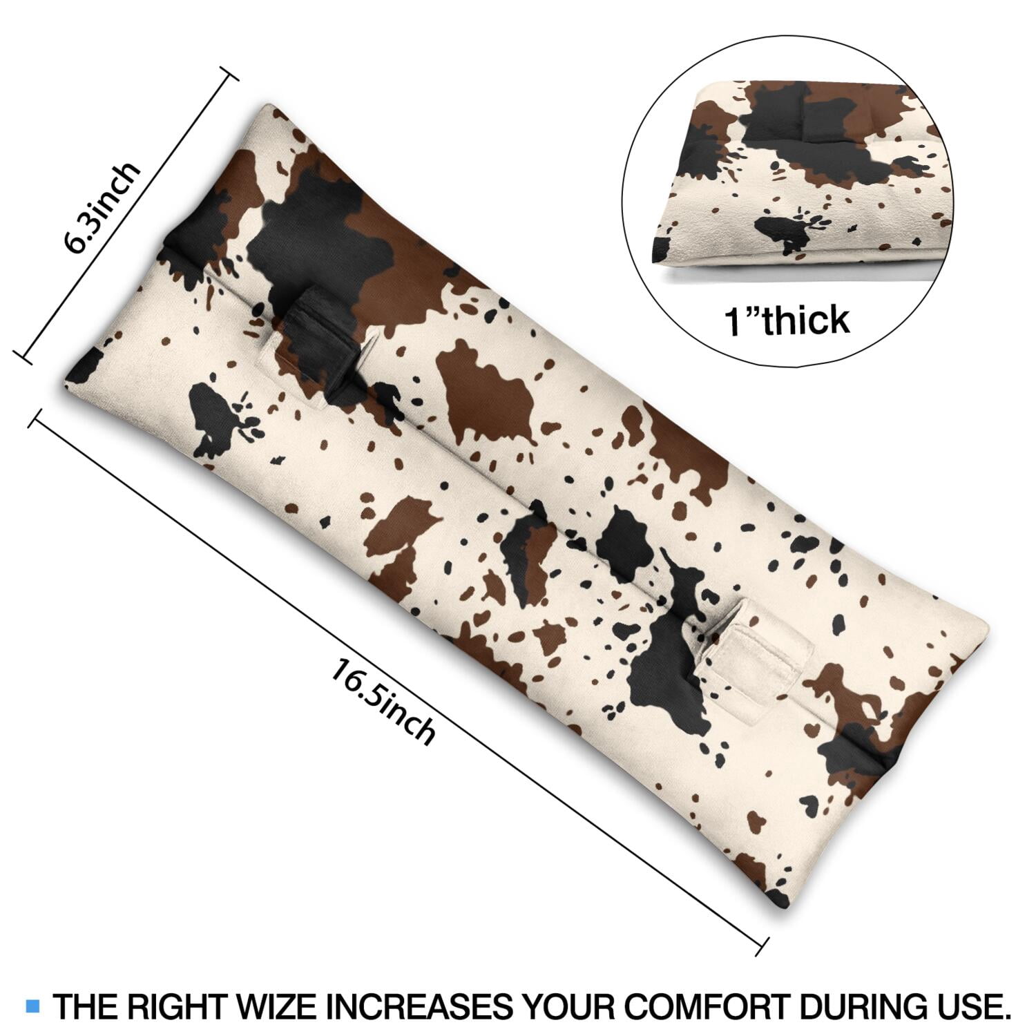 Cow Print Mastectomy Pillow for Car - Soft Post Surgery Seatbelt Cushion for Women, Heart & Breast Surgery Recovery, Farmhouse Style Pressure Relief Pad with Hook-and-Loop Straps