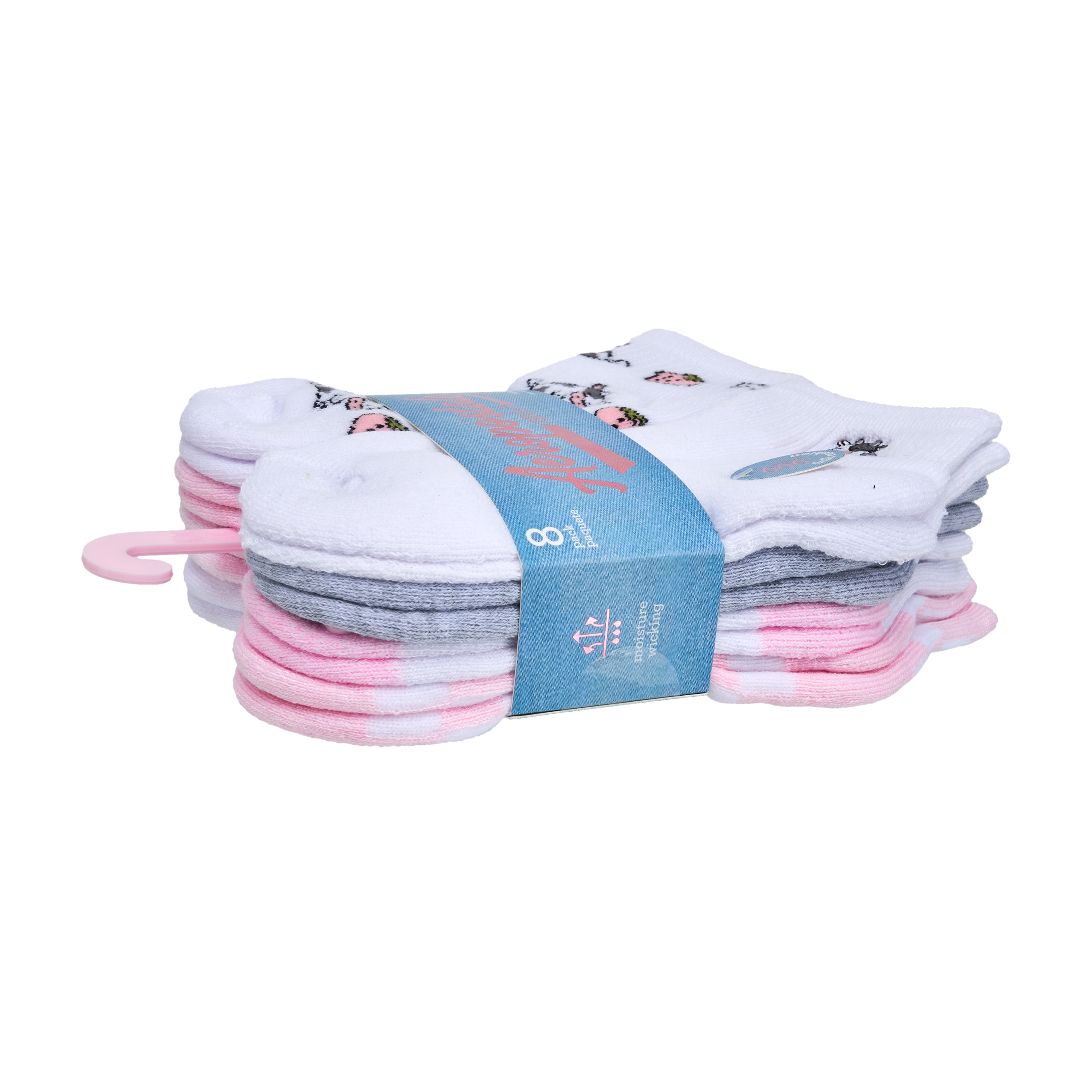 Aeropostale Girls Full Cushion Quarter Kids Socks (8-Pack) – Cow Embroidery