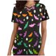 thumbnail image 2 of Puntoco Top de lactancia informal con cuello en V, manga corta y estampado de Halloween para mujer, 2 of 5