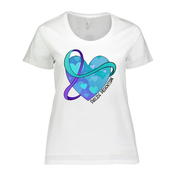 Inktastic Suicide Prevention Awareness Purple and Teal Heart Ribbon Women's Plus Size T-Shirt