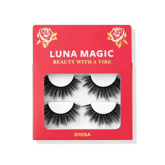 LUNA MAGIC Faux Mink False Eyelashes, Diosa, Black, 2 Pair