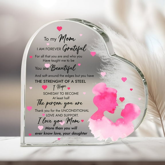 Mother Acrylic Block, Gift For Mothers Day, Gift From Kids, Gift For Mom, Heartful Plaque For Mom, Heart Shape Stand, Gift For Her