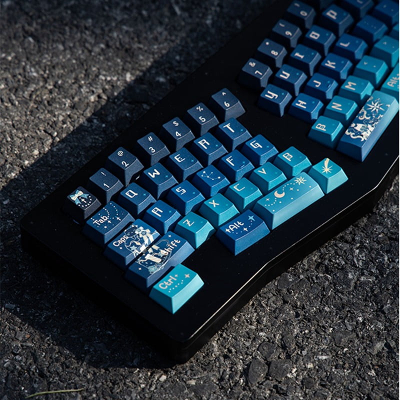 Starry Night Cloister Theme Keycap Set 139Keys PBT Custom Blue Keyboard Cap Cherry Profile KeyCap for Mechanical Keyboard Gift