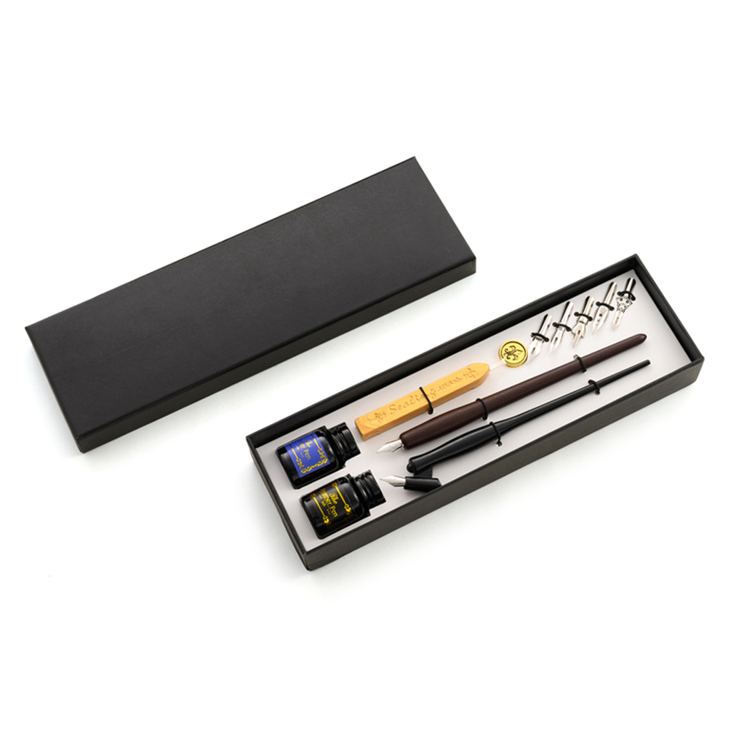 Whigetiy Student Fountain Pen Kit, Beginner Flower Body Wooden Rod Dip