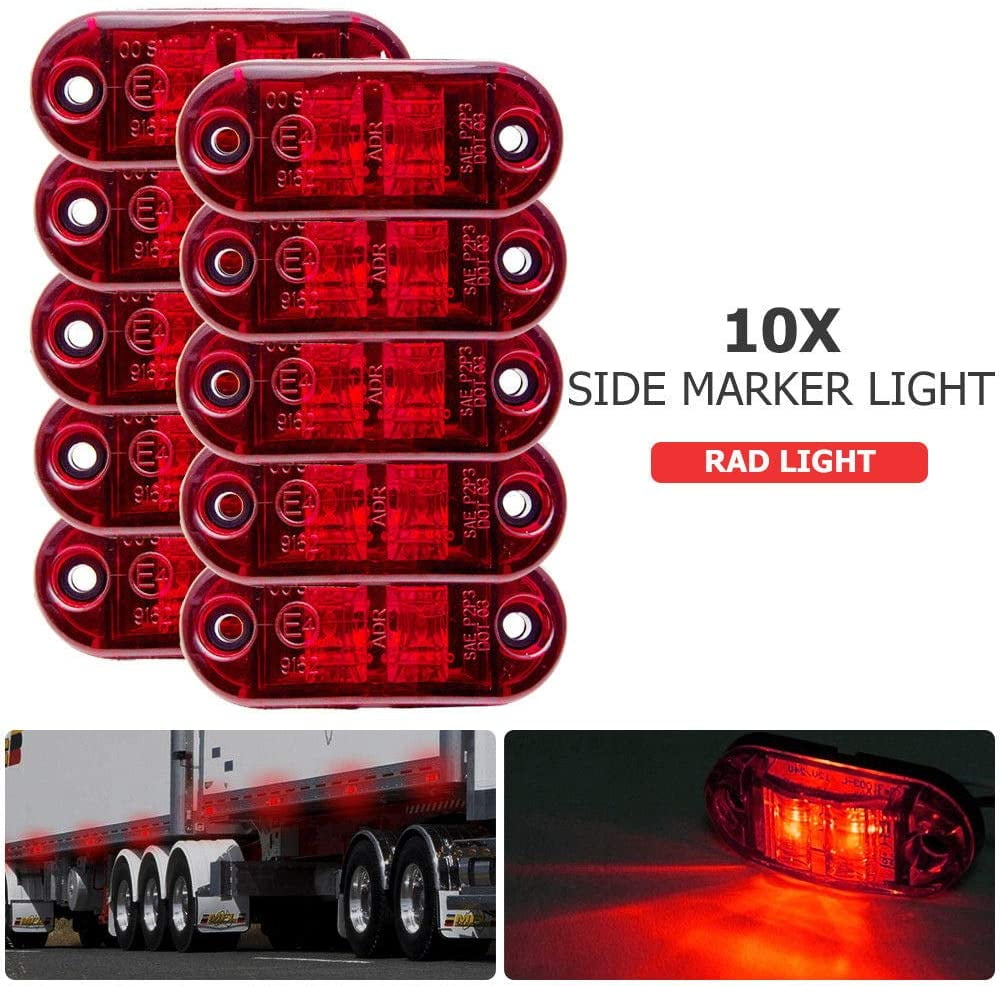 10pcs 12V/24V 6 LED Side Rear Marker Indicator Light Truck Trailer Bus Sidelamps 