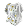 thumbnail image 2 of CHGBMOK Hauts d'Été Grande Taille pour Femmes, Blouse Décontractée à Manches Courtes et Col Rond, Imprimé Floral, en Liquidation, 2 of 5