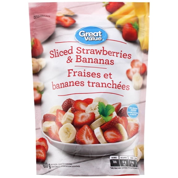 Fraises et bananes tranchées de Great Value 600g