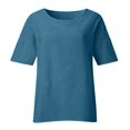 thumbnail image 3 of Women's Solid Color Crew Neck Short Sleeved Top T Shirt Womens V Neck Shirts Men Soft Long Sleeve Tee Shirts for Women Shirt Pack for Women Summer Sports Women Casual Summer Shirts Loose Work Tops, 3 of 4