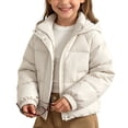 thumbnail image 2 of Jalioing Toddler Kids Winter Puffer Jacket Solid Color Long Sleeve Zipper Up Hooded Coat Thermal Puffy Jacket 1-10 Years, 2 of 6
