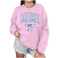 thumbnail image 1 of Penkiiy Mujeres de manga larga Mama Sweatshirts de cuello redondo Suéter suelto blusa ligera Tops L Rosa, 1 of 7