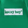 thumbnail image 5 of Staki St Patricks Day Baby Romper St Patricks Day Baby Boy Girl Outfit Jumpsuit Shamrock Print Long Sleeve Onesie Newborn Infant Spring Clothes 0-18M(Dark Green,6-12 Months), 5 of 6