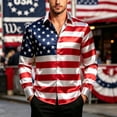 thumbnail image 2 of 250 Anniversary USA Polo Shirt Patriotic Independence Day Long Sleeve Button Down Shirt Casual Soft Comfortable Breathable Regular Fit Stylish For Outdoor Daily Wear, 2 of 4