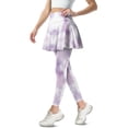 thumbnail image 2 of COEQINE Women High Waist Yoga Skirted Legging with Pockets Light Purple Tie Dye Pattern Breathable Tennis Skirts with Leggings for Women Elastic Comfy Golf Pickleball Leggings, 3XL, 2 of 7