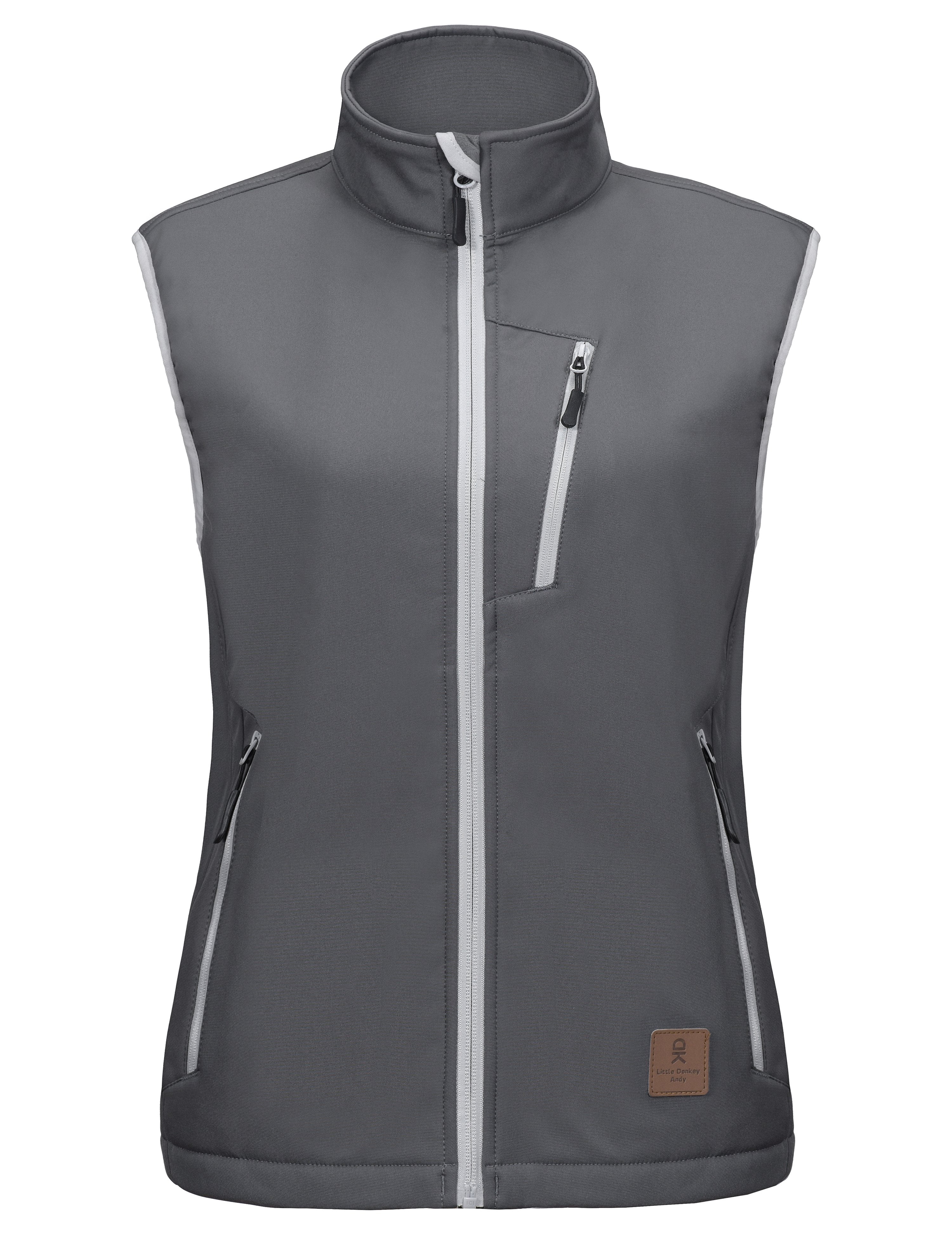 Little Donkey Andy Women's Windproof Sleeveless Jacket for Hiking Travel Golf Lightweight Fleece lined Softshell Vest Grey S