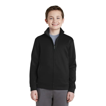 - Sport-Tek YST241 Youth Sport-Wick Fleece Full-Zip Jacket, Black, XS