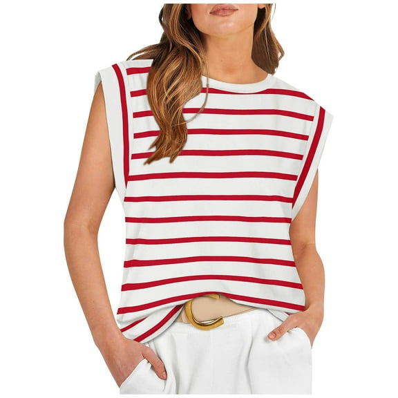 Blmnix Cotton Tank Top Tank Top Woman Loose Graphic Tank Tops Tank Tops Red Crew Neck Sleeveless Camisoles for Women