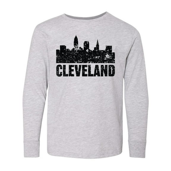 Inktastic Cleveland Skyline Grunge Long Sleeve Youth T-Shirt