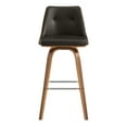 thumbnail image 2 of Nolte 30" Swivel Bar Stool in Brown Faux Leather and Walnut Wood, 2 of 8