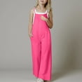 thumbnail image 2 of Ketyyh-chn99 Girls Overalls Kids Casual Sleeveless Girls Casual Jumpsuits Spaghetti Strap Sleeveless Loose Romper Long Pants with Pockets Kids Clothes Size for 140,Hot Pink, 2 of 9