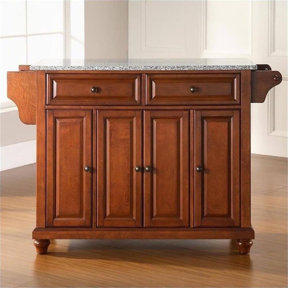 Crosley Furniture Cambridge Wood Kitchen Island in Cherry/Gray