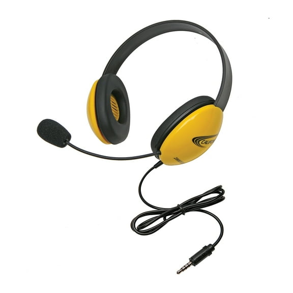 Califone Listening First 2800-YLT Over-Ear Stereo Headset with Gooseneck Microphone, 3.5mm Plug, Yellow, Each