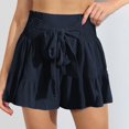 thumbnail image 2 of WBQ Shorts for Women Casual Summer Elastic High Waist Flowy Dressy Ruffle Shorts with Belt Lace Up, 2 of 5