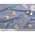 thumbnail image 2 of Soimoi Blue Crepe Silk Fabric Leaves,Small Circle & Floral Decor Fabric Printed BTY 42 Inch Wide, 2 of 3