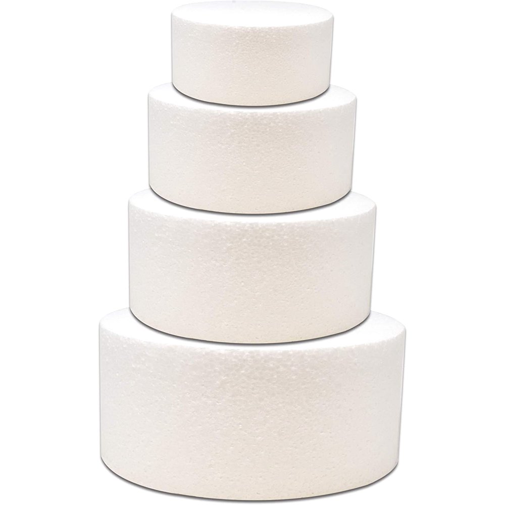 4 Piece Round Foam Cake Dummy Set For Craft Decorating Birthday