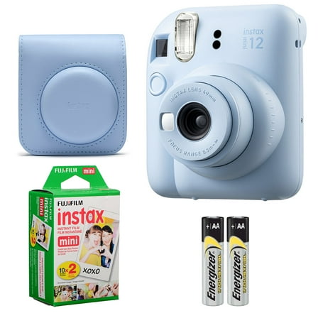 Fujifilm Instax Mini 12 Camera (Pastel Blue)   Case   Instax Mini Instant Film (20 Sheets)