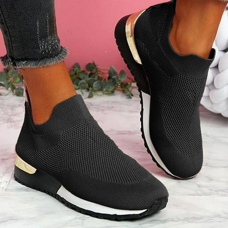 

GUOBIOZIY Sneaker for Women Women s Athletic Walking Shoes Stretch Cloth Casual Mesh-Comfortable Work Sneakers（Black 9）