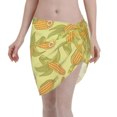 Ocsxa Corn Print Sarong Coverups For Women Bathing Suit Wrap Swimsuit Skirt Beach Bikini Cover Up Swimwear