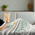 thumbnail image 3 of Hello Sunshine Soft Flannel Fleece Throw Blanket, Lettering Design with Sun Motif Calligraphic Arrangement, Cozy Plush for Indoor and Outdoor Use, 70" x 90", Pale Blue Eggshell, by Ambesonne, 3 of 5