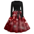 thumbnail image 5 of Christmas Dresses for Women Women's Casual Fashion Round Neck Long Sleeve Christmas Printed Party Vintage Long Dresses for Holiday Gathering,Black,L, 5 of 7