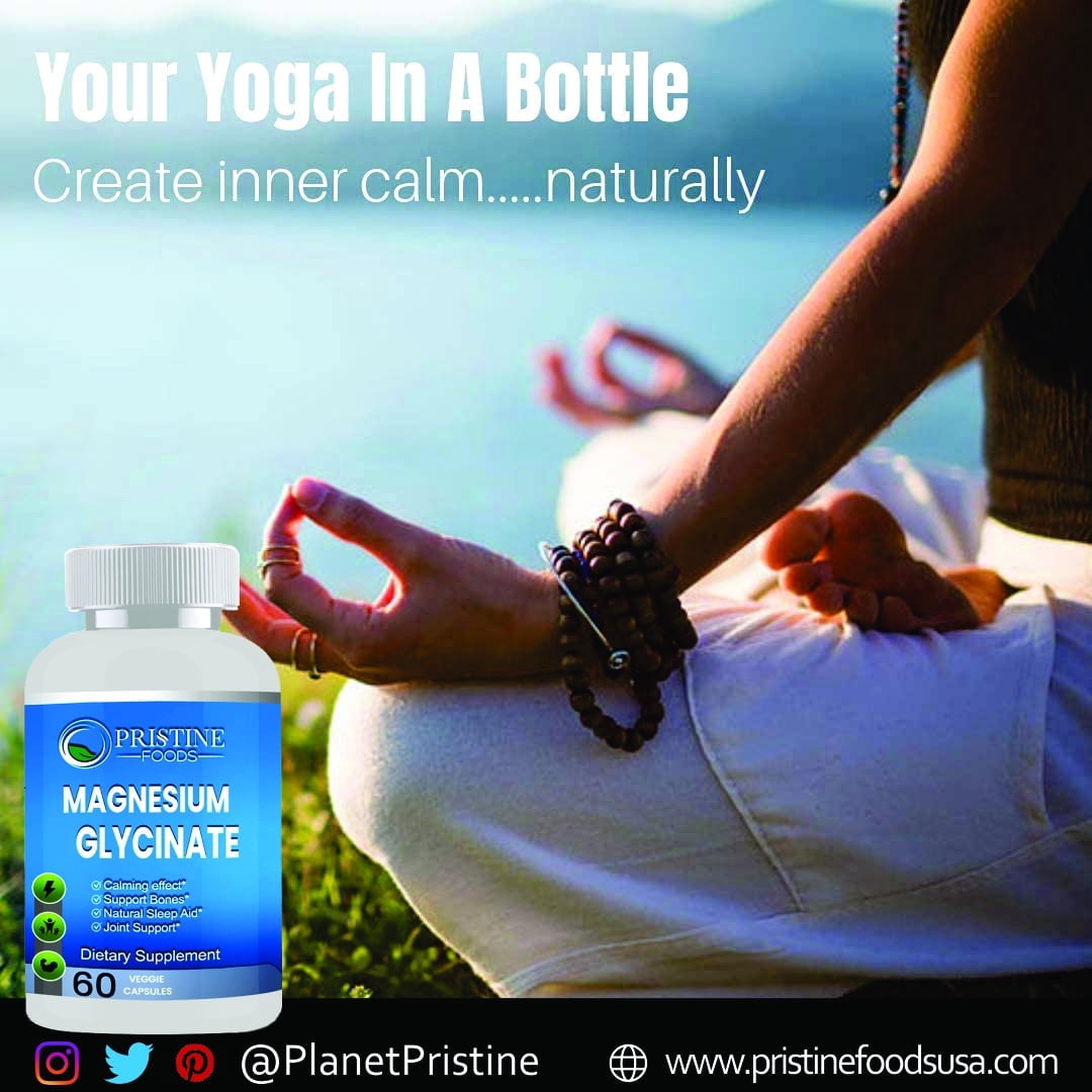 Pristine Foods Magnesium Glycinate 400mg per Serving - High Absorption Muscle Relaxation, Bone & Joint Support, Chelate Supplement - 90 ct. 2 Pack