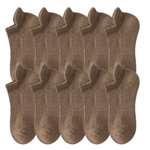ADILAIDUN Ankle Socks Womens Athletic Thick Cushioned Running Low Cut No Show Athletic Sports Sokcs 4-12 Size (Brown-10 Pairs)