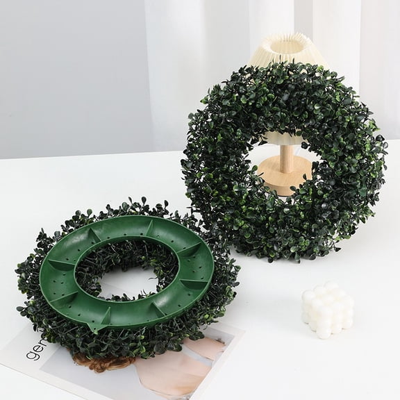 8 Inch Artificial Boxwood Wreath, Green Faux Leaf Wreath for Front Door, Wall, Window, Indoor & Outdoor Decor